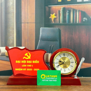 Kỷ Niệm Chương Gỗ Kèm Đồng Hồ, Cắm Viết